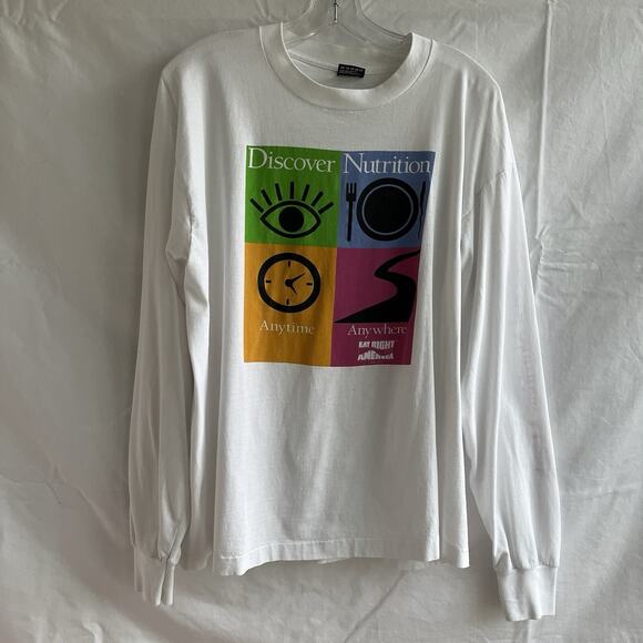 Vintage Best Fruit of the Loom single stitch graphic long sleeve tee white S: XL - Picture 1 of 9